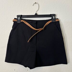 ZARA Basic Black High Waist Tailored Shorts With Belt Women’s Size Small